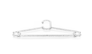 Beyaz bir arka plan üzerinde izole mavi elbise askıları