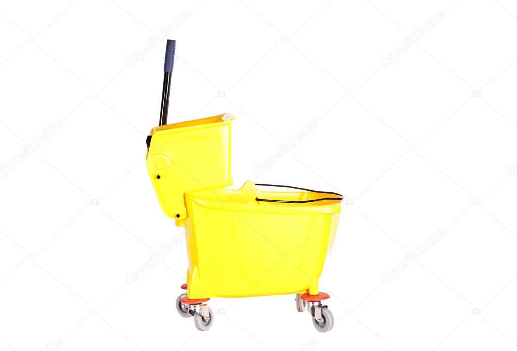 Image of the mop bucket on the plain color background