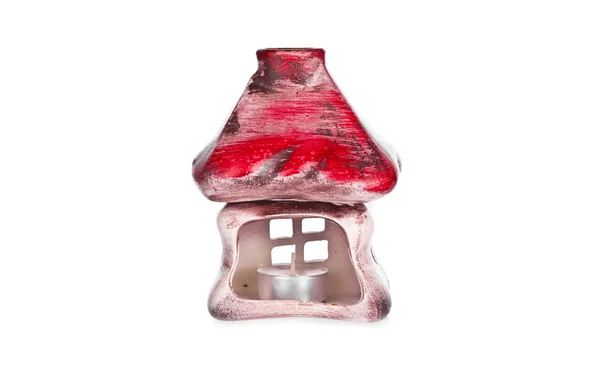 Candeliere a forma di casa di argilla isolato — Foto Stock