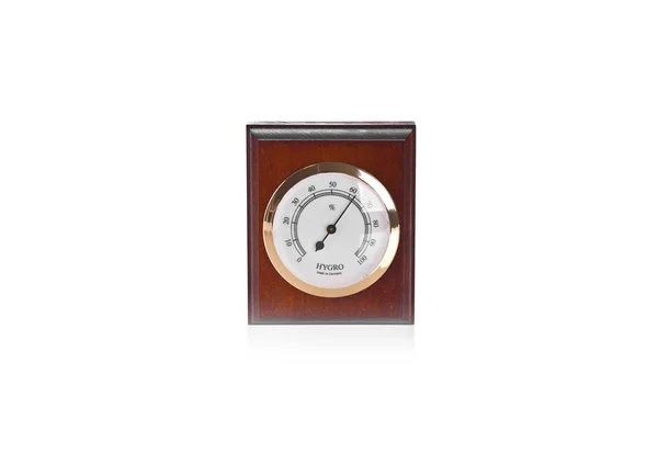 Termometro in legno su sfondo bianco — Foto Stock