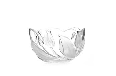 Boş beyaz bir arka plan üzerinde izole cam vazo