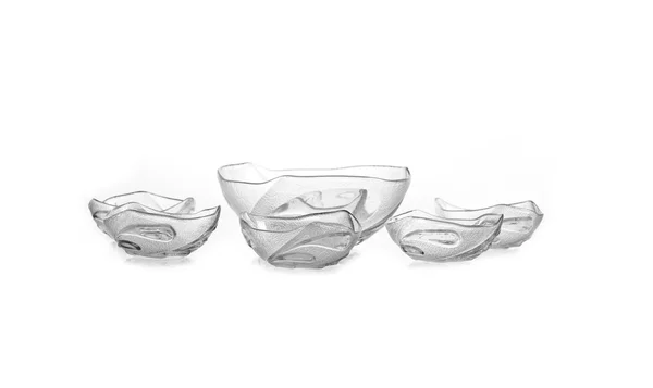Groep van lege vaas van glas, geïsoleerd op een witte achtergrond — Stockfoto