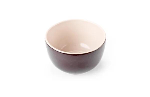 孤立在白色背景上的陶瓷棕色餐具 — 图库照片