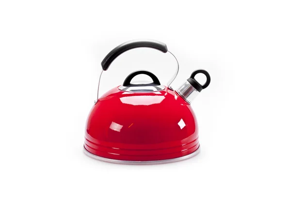 Red tea kettle isolated on white background — Stock Photo, Image