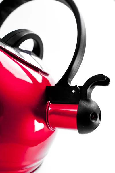 Red tea kettle isolated on white background — Stock Photo, Image