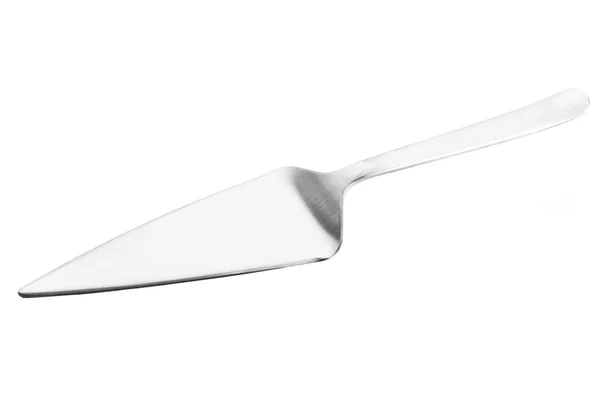 Beyaz arkaplanda izole edilmiş gümüş kek küreği