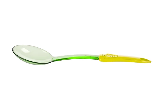 塑料彩色汤勺孤立的白色背景上 — 图库照片