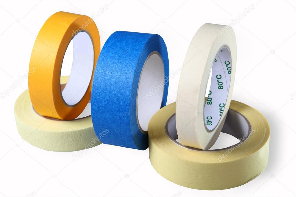 Blue Painters Tape on White Stock Image - Image of painters, tape