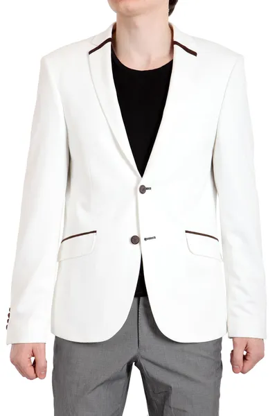 Men's jacket in white, isolated image on a white background. — Stock Photo, Image