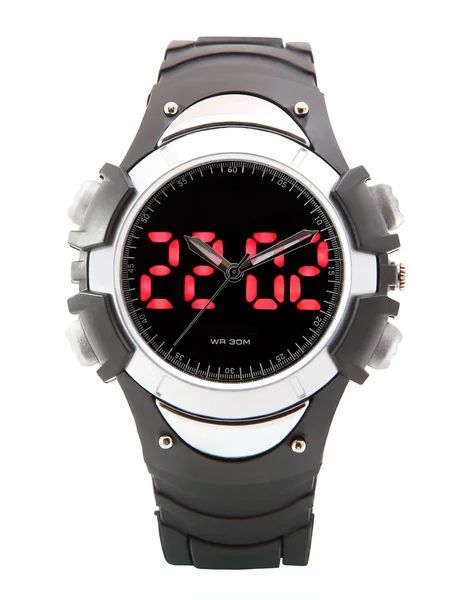 Dual Time Scrolling Display Digital LED Sport Watch black Diver. — Stock Photo, Image