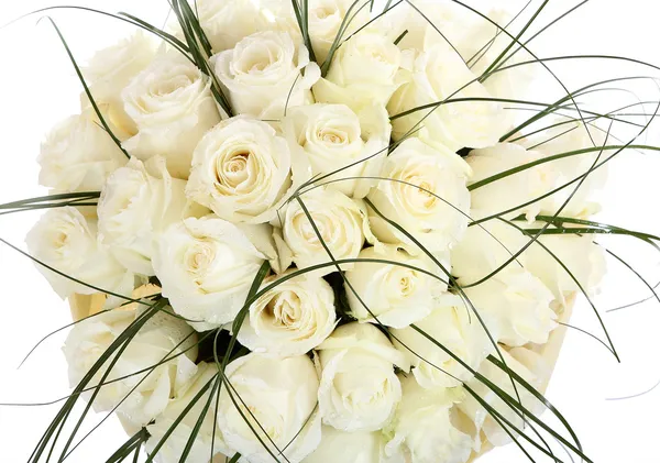 A huge bouquet of white roses. The isolated image on a white background. Cream colored roses. — Stock Photo, Image