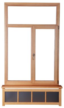 ahşap pencereler çift cam. Ahşap ahşap çerçeve ile Windows Fransız. Beyaz arka plan görüntü izole. Ahşap ahşap pencereler çift cam.