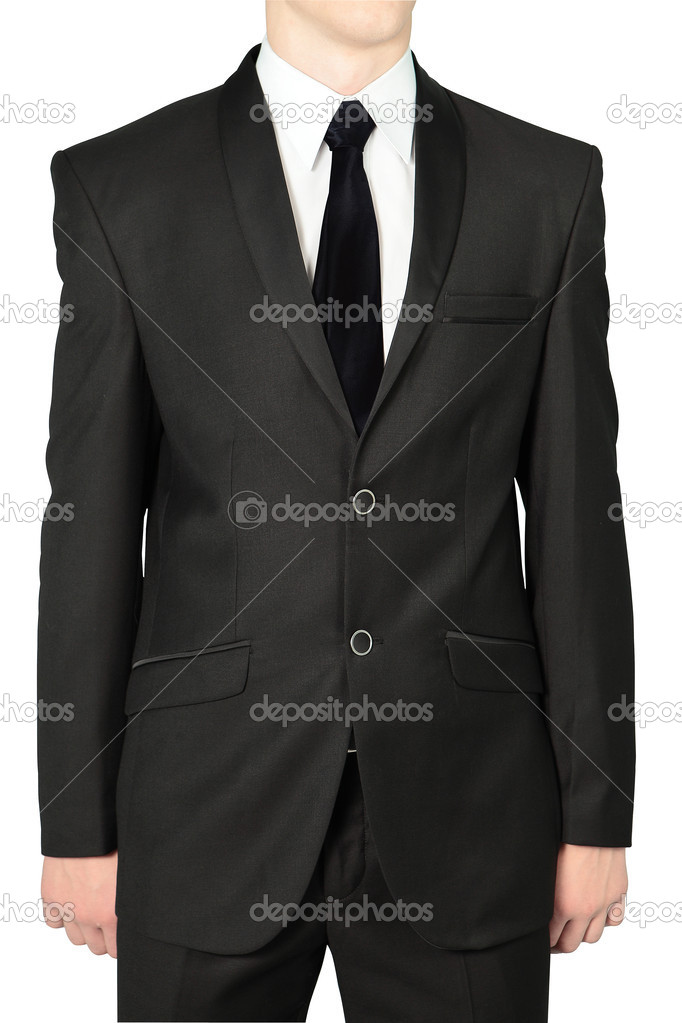 Black wedding suits for men, Isolated on white.