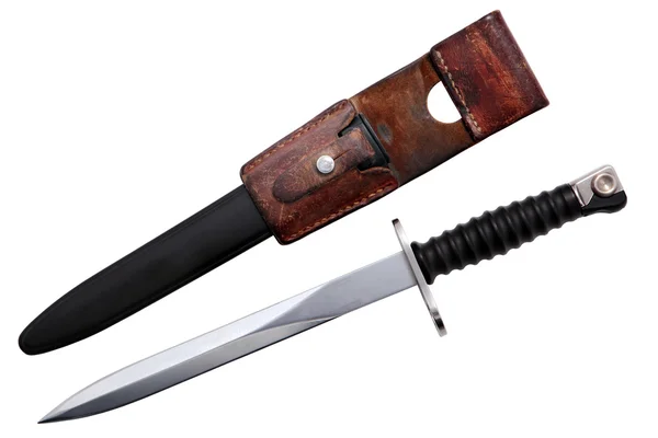 Swiss Army Dagger, military bayonet knife, antique weapons. — Stock Photo, Image