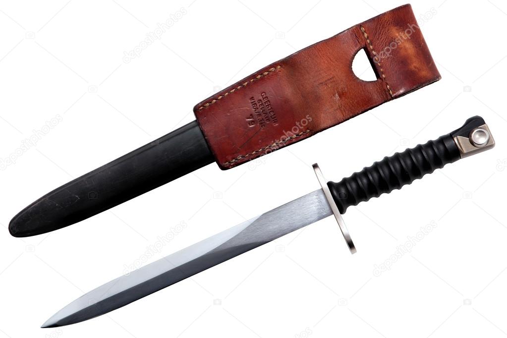 Swiss Bayonet With Scabbard and Belt leather Frog.
