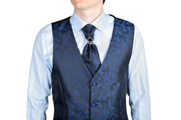 Dark blue men wedding vest jacquard fabric — Stock Photo, Image