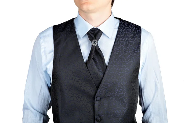 Dark blue men waistcoat with jacquard pattern — Stock Photo, Image