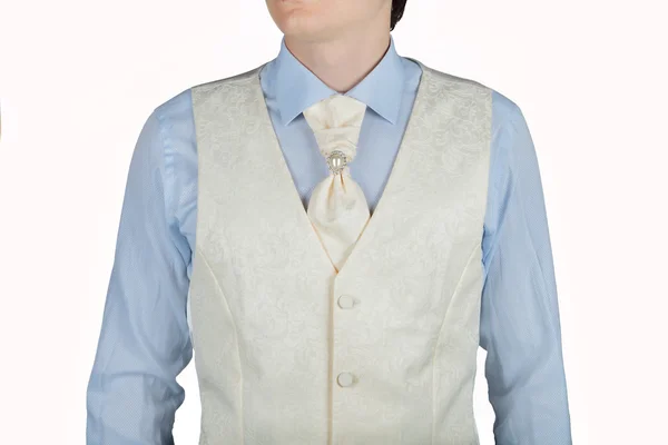 For man cream white vest with jacquard pattern — Stock Photo, Image