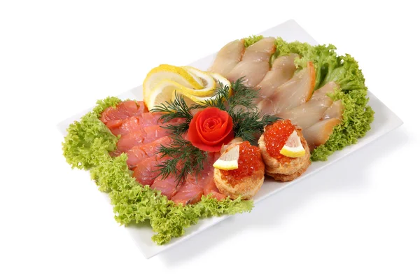 Fish delicacies, assorted smoked salted salmon and sturgeonon wh — Stock Image Fish delicacies, assorted smoked salted salmon and sturgeonon wh Stock Image