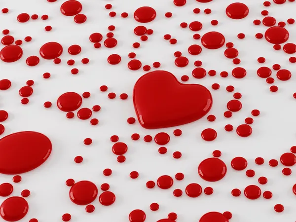 Corazón rojo y círculos de fondo — Foto de Stock