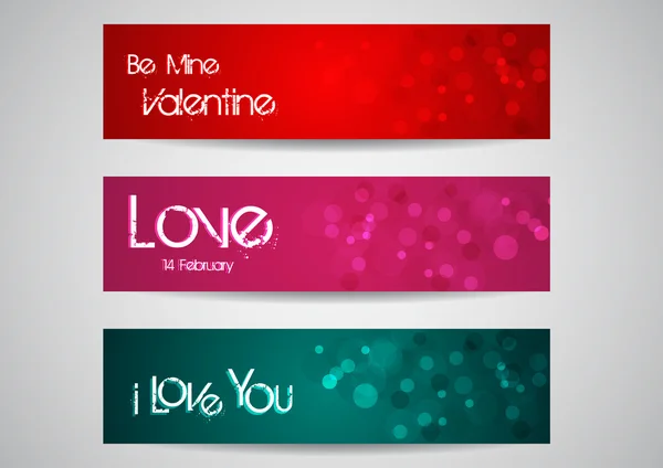 Bannières colorées Valentine love — Image vectorielle