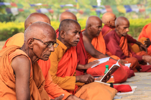 Buddhist monks at prayer