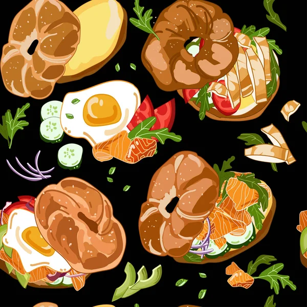 Dolgu, somon, yumurta, avocada, krem peynir için farklı seçenekleri olan kusursuz desenler. 
