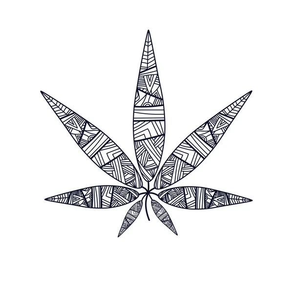 Projeto do logotipo da folha de cannabis. Vetor de cânhamo em estilo moderno esboço — Vetor de Stock