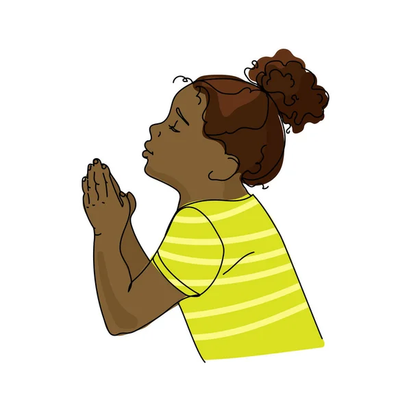 Rezando menina criança africana.Religião, cristianismo, fé concept.vector ilustração — Vetor de Stock