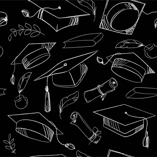 Mezuniyet şapkası ve diploma parşömenleri. Yükseköğretim kutlama sembolü. vektör 