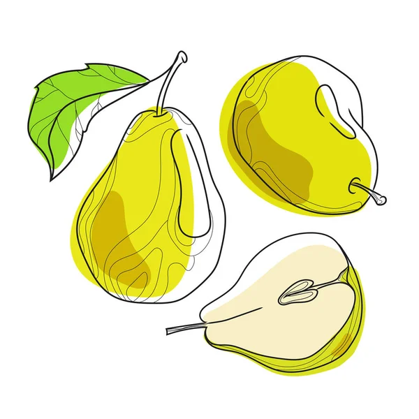 스타일 Illustration Three Pears White Background Healthy Food Fruits Dessert — 스톡 벡터