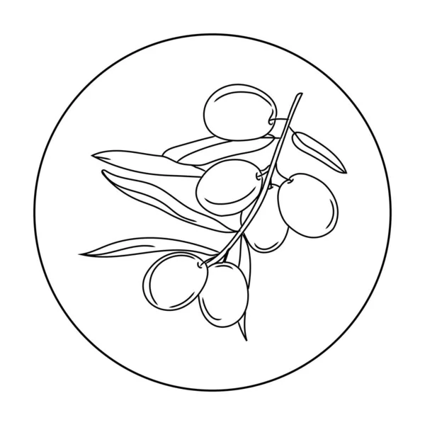 Olivenzweig Vektorlinien Kunstsymbol Isoliert Auf Weißem Hintergrund Minimalistische Schwarze Lineare — Stockvektor