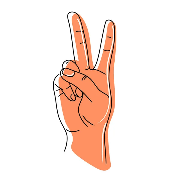 Hand Met Twee Vingers Overwinning Vrede Gebaar Symbool Vector Illustratie — Stockvector