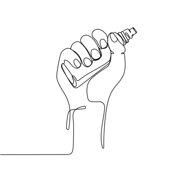 Vector Hand Holding Cigarette Vaping Symbol Minimal Art Continuous Line — Stock vektor