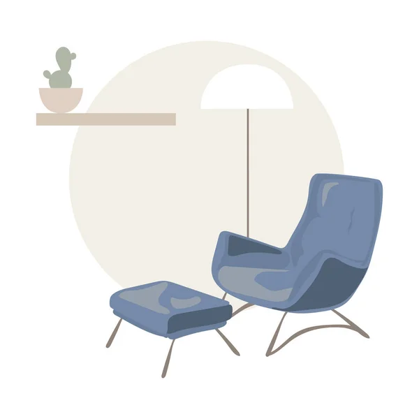 Modern Fashion Armchair Floor Lamp Houseplant Shelf Scandinavian Style Interior — Image vectorielle