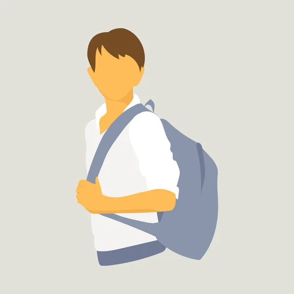 Boy Pupil Schoolboy Student Backpack Minimalistic Vector Illustration Schoolboy Going — Stock vektor