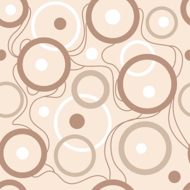 Abstract circles and wavy lines seamless pattern in pastel organic light colors,vector background.Seamless texture for print,wallpaper,fabric,and other use.Abstract decorative background