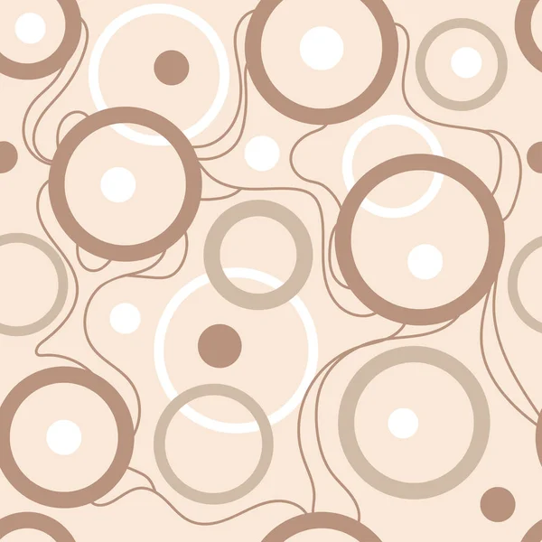 Abstract circles and wavy lines seamless pattern in pastel organic light colors,vector background.Seamless texture for print,wallpaper,fabric,and other use.Abstract decorative background