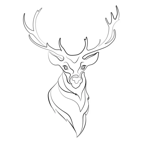 Deer Head Antlers Line Art Drawing Vector Isolated Illustration Deer — Stock Vector