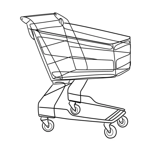 购物车线绘图向量在白色背景上孤立的插图 涂鸦空购物车图标 标志模板 — 图库矢量图片