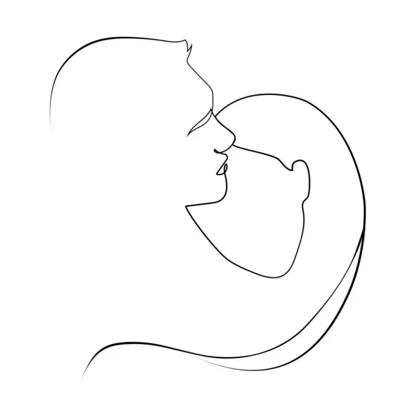 Непрерывная Одна Линия Абстрактное Лицо Женщины Мужчины Пара Векторных Иллюстраций — стоковый вектор