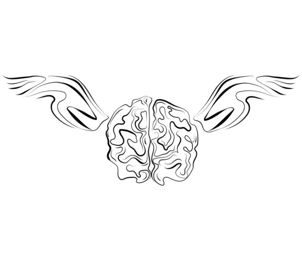 Cervello Volante Con Disegno Alare Logo Vettoriale Icona Modello Design — Vettoriale Stock