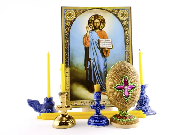 L'icona prima della candela . — Foto Stock