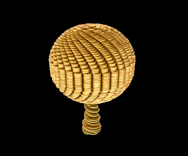 Goldener Globus. Stapel von Münzen — Stockfoto