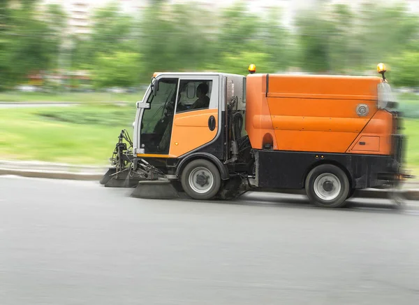 Limpieza Calles Con Una Máquina Especial — Foto de Stock