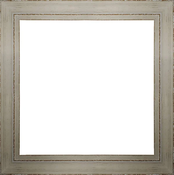 Grijs Houten Frame Witte Ondergrond — Stockfoto