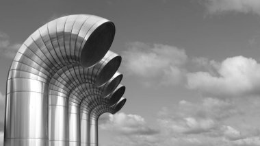 Gökyüzüne karşı geniş havalandırma boruları 