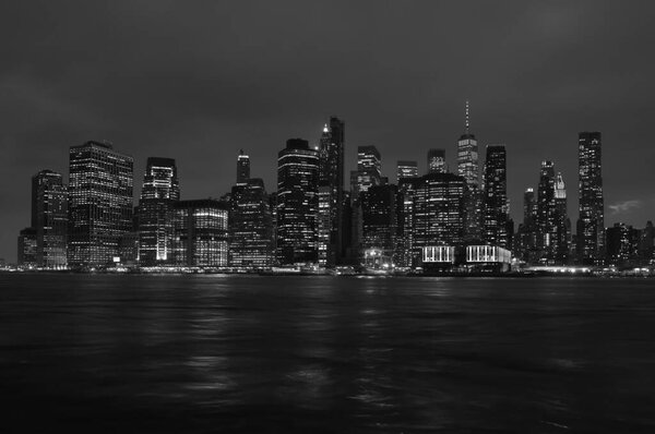 View of Manhattan at night from the river