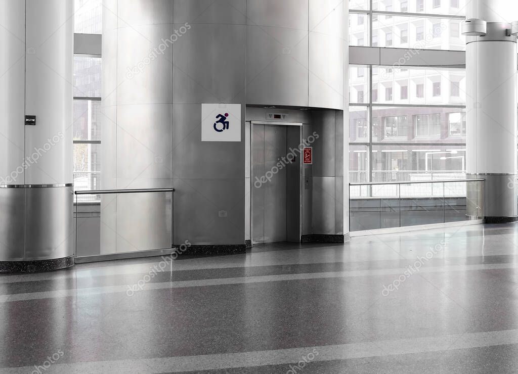 Elevator for people with disabilities in a public building
