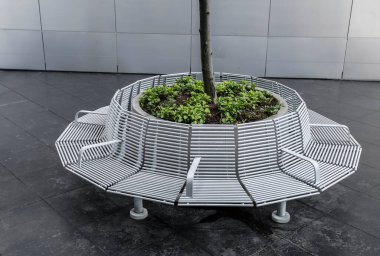 Şehirdeki bir ağaç için koruma ve dinlenme yeri.